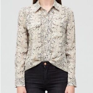 Equipment Black and White Snakeskin Blouse